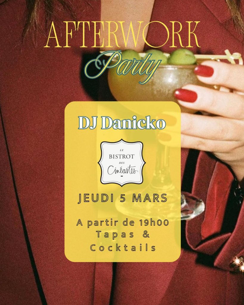 Afterwork avec DJ set et tapas au Bistrot des Cinéastes, quartier des Batignolles.