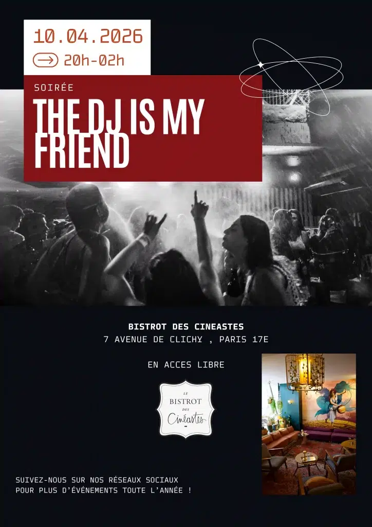 Soirée DJ house music Paris 17 — collectifs The DJ is my Friend et Funky Room Family au Bistrot des Cinéastes speakeasy