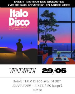 soirée DJ Italo Disco Bistrot des Cineastes